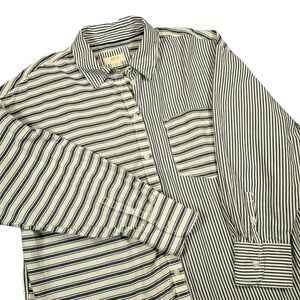 Maeve Anthropologie Mixed Stripe Shirt Women’s Large Navy White Patchwork Style